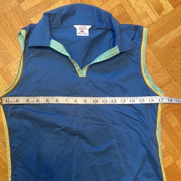 Y2K Preppy Vibes Grace Lane Collared Sleeveless Polo Top Blue Mint Trim Medium - Picture 6 of 10
